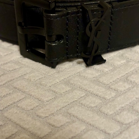 Authentic💗NWT!Saint Laurent Men’s Cassandre Belt-Noir-Smooth Leather - Picture 3 of 9